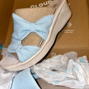 Bzees Light Blue and Beige Women's Sandals